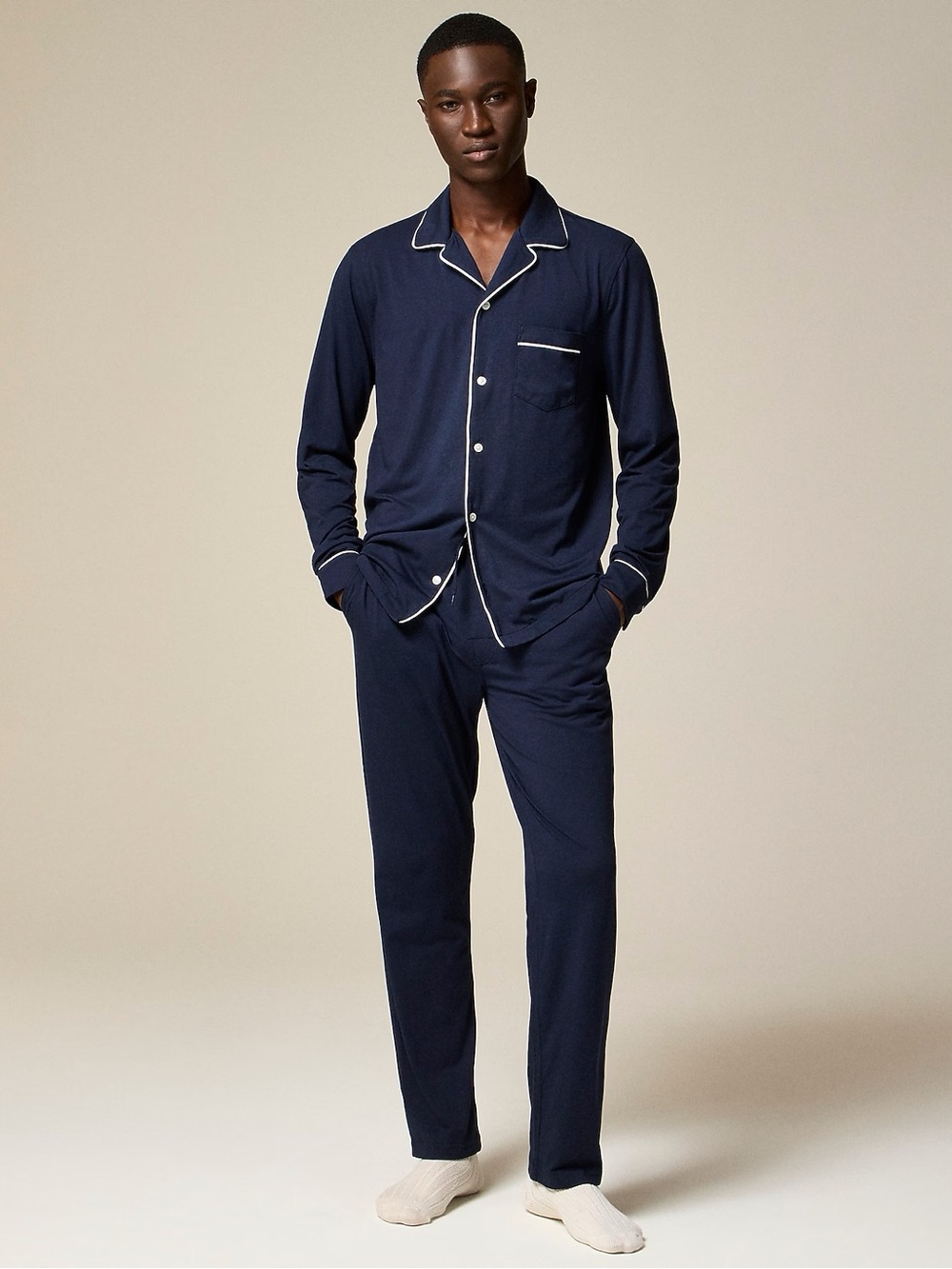 J. Crew Pajama set in cotton-blend jersey in Navy Size XL NWT $118 BV321